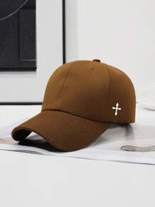 1pc Men's Casual Simple Cross Print Pattern Adjustable Baseball Cap, Suitable For Everyday And Travel Outfits