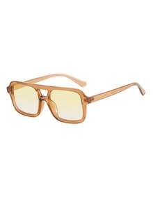 复古小框时尚眼镜，时尚百搭，适合拍照、街头风格、海滩 - 芥末黃 - 查看 3