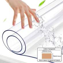 1.0mm PVC 透明桌面保护套 - 多尺寸加厚透明塑料桌罩、矩形床头柜、办公室和电脑桌、沙发儿童桌、小型桌面保护套 - 透明 - 查看 18