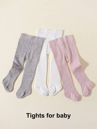 3 st/pack enfärgade strumpbyxor för spädbarn och barn, bekväm passform, modern stil för vardagsbruk
