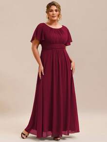 EVERPRETTY Elegant Chiffon Long Burgundy Bridesmaid Dress, Suitable For Wedding And Wedding Guest Wear, Mother Of The Bride - Burgundy - View 5