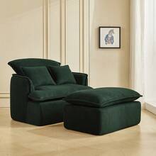 Convertible Compressed Sofa Chair With Ottoman, Modern Corduroy Fabric Armchair For Small Spaces, Living Room, Dorm, Or Apartment-4375 - Multicolor - View 2