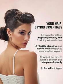 3pcs Set: Satin No Heat Hair Curler, Hair Band Curler And Hot Curler, Made Of Soft High-Elasticity Rubber, No Heat Hair Curler ,Hair Styling Tools Hair Accessories - Coffee - View 3