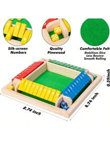1 pieza Juego de Cerrar la Caja, Juego de dados de madera para 2-4 jugadores para fiestas, juegos de mesa de madera para oficina y hogar