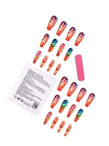24PCS Summer Coral Plant Long Ballerina Press On Fake Nails Set, Dostawcy Paznokci