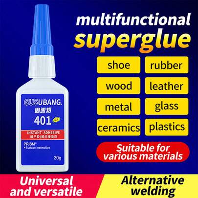 1/2pcs 401 Super Glue, All-Purpose Waterproof High Temperature Resistant Adhesive, Suitable For Bonding Metal, Plastic, Ceramic, Rubber, Wood, Acrylic, Billiard Balls, Hair Accessories, Jewelry, Shoe Repair