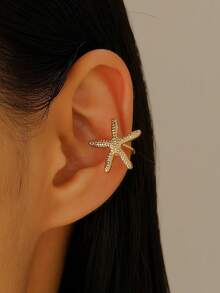 1 件女士朋克个性化月亮太阳海星花夹式耳环，无耳洞时尚珠宝配饰，适合日常佩戴 - 彩色 - 查看 18