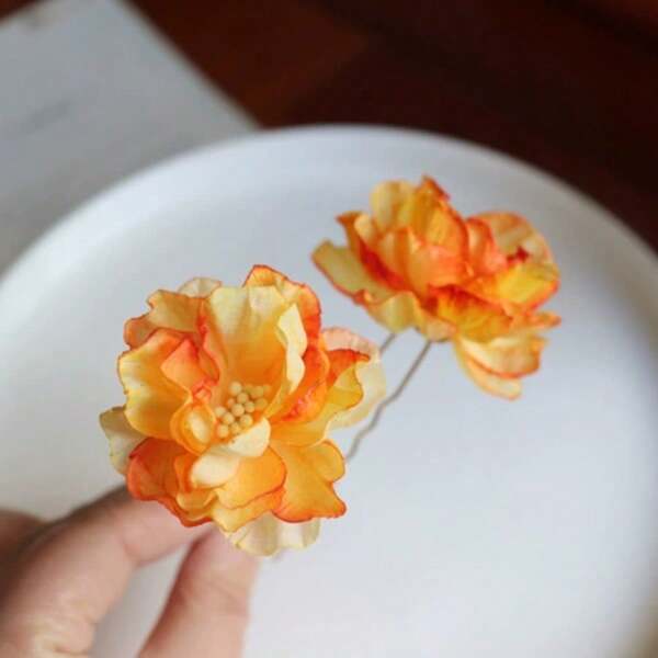 2pcs/Set Vintage Chinese Style Flower U-Shaped Hair Clip, Suitable For Ancient Costume Headwear