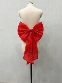 1件白色欧根纱蝴蝶结后背长丝带蕾丝装饰腰带情人节配饰 - 彩色 - 查看 7