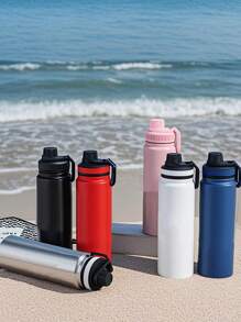 1pc 28oz Large Capacity Coffee Travel Mug, Portable Vacuum Insulated Tumbler, Stainless Steel Iced Tea Cup, Double Wall Bottle, Vacuum Flask With Carry Sleeve - Suitable For Milk, Coffee, Tea, Juice, Can Be Purchased Separately With Bottle Sleeve