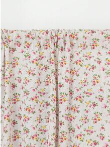 1pc Pink Floral Curtain With Tassels, Suitable For Dining Room, Cafe, Bedroom, Living Room, Kitchen, Year-Round Home Use