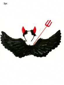 Set de 3 piezas de alas de ángel de plumas de estilo carnavalesco, adecuado para disfraces de baile, juegos de roles y utilería para actuaciones en el escenario - Multicolor - Ver 12