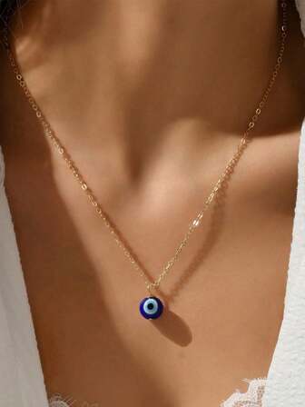 1 件全新恶魔眼吊坠项链，个性化水钻眼形吊坠项链，适合女士