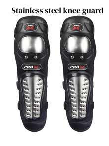 1 Pair Motorcycle Racing Knee Pads, All-Season Protective Gear For Off-Road Riding, Anti-Slip And Anti-Fall Stainless Steel Knee Guards