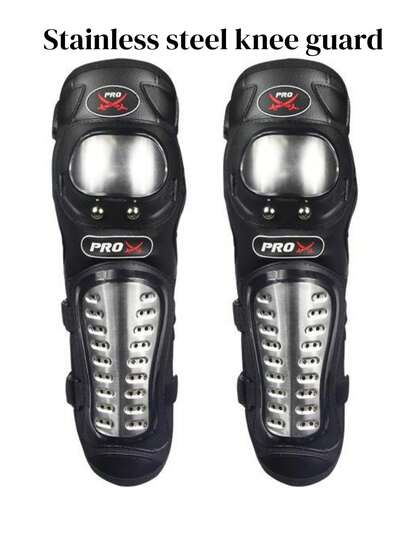  1 Pair Motorcycle Racing Knee Pads, All-Season Protective Gear For Off-Road Riding, Anti-Slip And Anti-Fall Stainless Steel Knee Guards