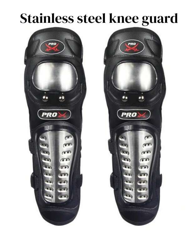 AD 1 Pair Motorcycle Racing Knee Pads, All Season Knee Guard Protector, Anti-Slip Anti-Fall Stainless Steel Knee Brace For Outdoor Riding