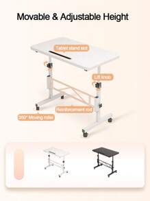 Scrivania mobile per computer per piccoli spazi, scrivania con ruote regolabile in altezza, scrivania portatile in piedi con ruote per l'ufficio domestico