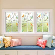 1pc 17.7inch PVC Bird Window Privacy Film, With Installation Tool, Colorful Non-Sticky Matte Glass Decorative Film For Bathroom, Shower Door, Bedroom, Living Room