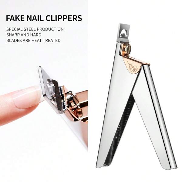 CHARMFORYOU 1 pieza Cortaúñas con forma de U Tijeras de acero inoxidable Fototerapia Recorte de extensiones de uñas Tijeras francesas para manicura Herramientas de arte de uñas postizas