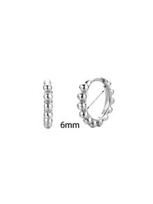 2Pcs Simple Fashion Small Round Bead Hoop Earrings For Women Men Vintage Gold Silver Color Copper Metal Huggie Earrings Female Punk Minimalist Jewelry Accessory