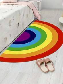 1 件装亮丽彩虹仿羊毛地毯，柔软绒面，圣诞装饰地毯，适用于卧室或客厅装饰，可水洗，彩色条纹设计，客厅地毯，卧室装饰，房间装饰，小地毯，绒面地毯，加厚地毯，厚地毯，毛绒地毯，加厚地毯，羊毛地毯，秋冬季地毯，加厚/绒面 - 彩色 - 查看 4