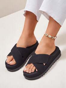 Women's Flat Slippers - Black - View 4