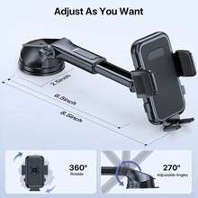 Adjustable Carbon Fiber Car Suction Cup Phone Holder - Stable, Non-Shake Grip, Fit For Various Mobile Phones And Cars, Extendable Arm For Secure Mounting, Phone Holder For Car