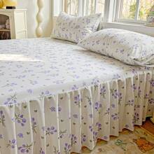 Juego de cama de 3 piezas con estampado digital simple y suave y cómodo, 1 * sábana ajustable + 2 * fundas de almohada, sin edredón, juego de ropa de cama estampada transpirable para dormitorio, habitación de invitados, cama King/Queen/Doble, hipoalergénico, diseño reversible, para todas las estaciones, lavable a máquina