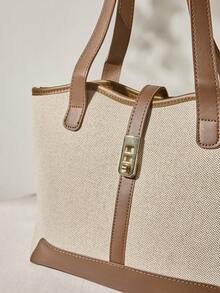 High Capacity Color Counter Tote College Class Shoulder Bag Winter Gifts - Brown - View 3