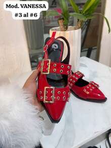 valerinas elegantes de recubierto punk - Rojo - Ver 5