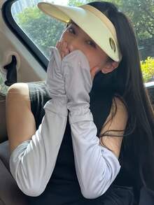 1 双女士透气防晒手套，防紫外线马蹄形休闲驾驶袖套，轻便速干户外手套，涤纶 - 彩色 - 查看 3