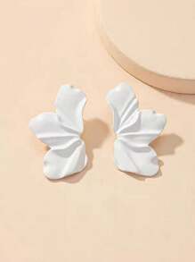 1 Pair Retro Exaggerated Enameled Flower Asymmetrical Petal Fashionable Stud Earrings