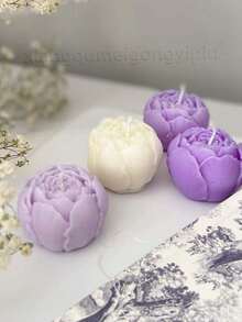 1个硅胶模具，用于制作蜡烛、3D花朵、情人节或母亲节的毕业礼物，可用于制作蜡烛、香薰石、家居艺术装饰品、可重复使用的DIY材料、DIY手工爱心礼物（耐高温、易脱模） - 白色 - 查看 1