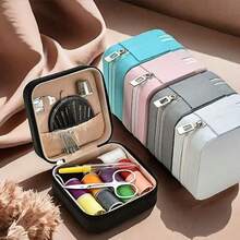 Bộ dụng cụ may vá du lịch mini 1 chiếc, Bộ dụng cụ may vá bằng da giả, Bộ dụng cụ may vá nhỏ cho người mới bắt đầu, Có hộp đựng thêu chữ thập có khóa kéo (Hộp cũng có thể được sử dụng để đựng đồ trang sức) - Bộ dụng cụ may vá thủ công hoàn chỉnh tự làm thích hợp cho du lịch và sử dụng tại nhà, Có nhiều màu sắc - Nhiều màu - Xem 2
