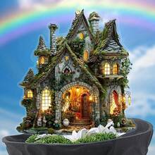 Märchengarten Gartenstecker - Acryl Outdoor Deko mit Reben und Grünpflanzen, verspielter Figur und bunten Blumen, ideal für den Unabhängigkeitstag oder Fantasy-Motiv Gärten, verspielter Garten Akzent | Vintage Garten Kunst | Reben Cottage, Feengarten Accessoire