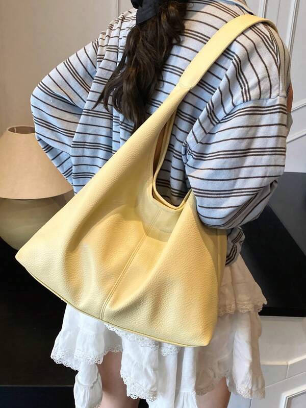 2pcs Fashionable Women Casual Tote Bag Set, Soft Leather Large Capacity Shoulder Bag PU Leather Suitable For Daily Use, Commuting, School, Date, Shopping Gift