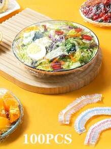 100PCS Disposable Plastic WrapFor Keeping Leftover Foods FreshWith Elastic And Self Seal Closure,Suitable For Covering Bowls AndDishes, Home Use