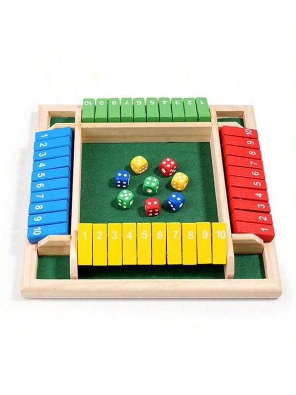 1pc Shut The Box Game, 2-4 Player Wooden Dice Game For Party Wooden Board Table Games For Office Home