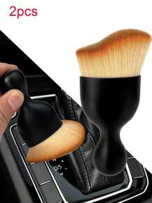 2pcs Car Interior Dust Brush, Auto Detailing Brush, Soft Bristles Car Cleaning Brushes, Tool For Air Conditioner Vents, Leather, Computer, Scratch Free, Car Interior Accessories,It Is Suitable For Dust Removal Of Car Interiors, Nail Art, Keyboards, Etc