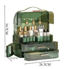 NetHong Cosmetics Storage Box With Lid And Handle Large Makeup Organizer Box Drawers For Skincare Display Cases Countertop, Bathroom - Translucent Green - View 10