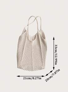 Women's Shoulder Bags Casual Straw Wicker Woven Ladies Handmade Totes Large Capacity Summer Beach Female's Messenger Bag Summer Large Capacity Crochet Knit Bag Women Woven Vintage Beach Shoulder Bag For Vacation Work Commute