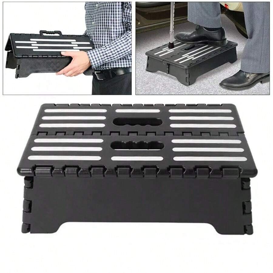 Portable Step Non Slip Folding Stool For Kitchen Bathroom Outdoor Travel & Car - Black - View 1