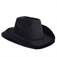 paquete de 4 sombreros de vaquero de fieltro negro, paquete a granel de sombreros de vaquero para hombres, niñas, Halloween, cumpleaños, despedida de soltero, despedida de soltera, talla adulta - espliego - Ver 8