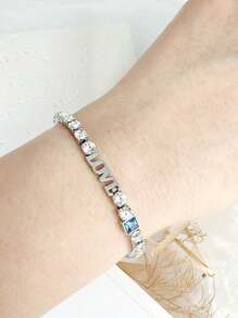 1pc Stainless Steel Bangle Bracelet, Unisex Party Gift