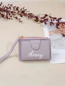 1 carteira feminina elegante e personalizada, estilo casual, fecho de zíper, material PU, acabamento elegante, exibição personalizada! Carteira personalizada específica para mulheres, crie seu próprio ambiente elegante, fácil de limpar - Multicolorido - Ver 7