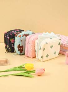 1 geantă portabilă pentru depozitarea absorbantelor sanitare, husă cu fermoar din pânză Oxford pentru absorbante menstruale, geantă de călătorie multifuncțională la modă - potrivită pentru toaletă, absorbante sanitare, ruj, portofel pentru monede, geantă de toaletă de călătorie pentru femei, cosmetice pentru adolescente/femei, înapoi la școală, rechizite de birou și școală, cadou de Crăciun