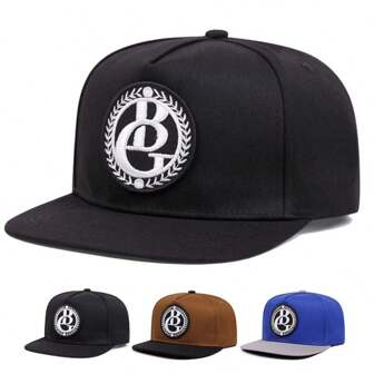1pc Men's Letter GB Hip-Hop Hat Is Designed With A Street Hip-Hop Background. The Hip-Hop Hat Is Adjustable And Suitable For Gifting And Street Wear
