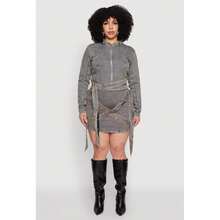 Plus Size Mineral Wash Buckle Strap Mini Skirt - Multicolor - View 1
