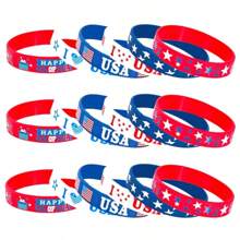 6-Piece Set Of American Flag Men's And Women's Accessories, Rubber Wristbands, Sports Wristbands, Silicone Wristbands With Red, White, And Blue Star Patterns, Holiday Commemorative, Birthday Gifts, Sports Wristbands, Beach Accessories