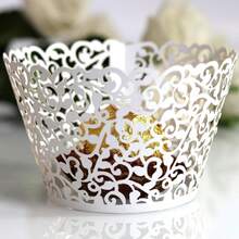 50 件优雅空心纸杯蛋糕包装纸松饼衬垫烘焙杯，适用于婚礼、生日和特殊活动 - 非常适合烘焙和装饰蛋糕